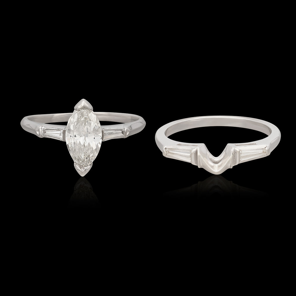 White Gold Marquise Diamond Wedding Set