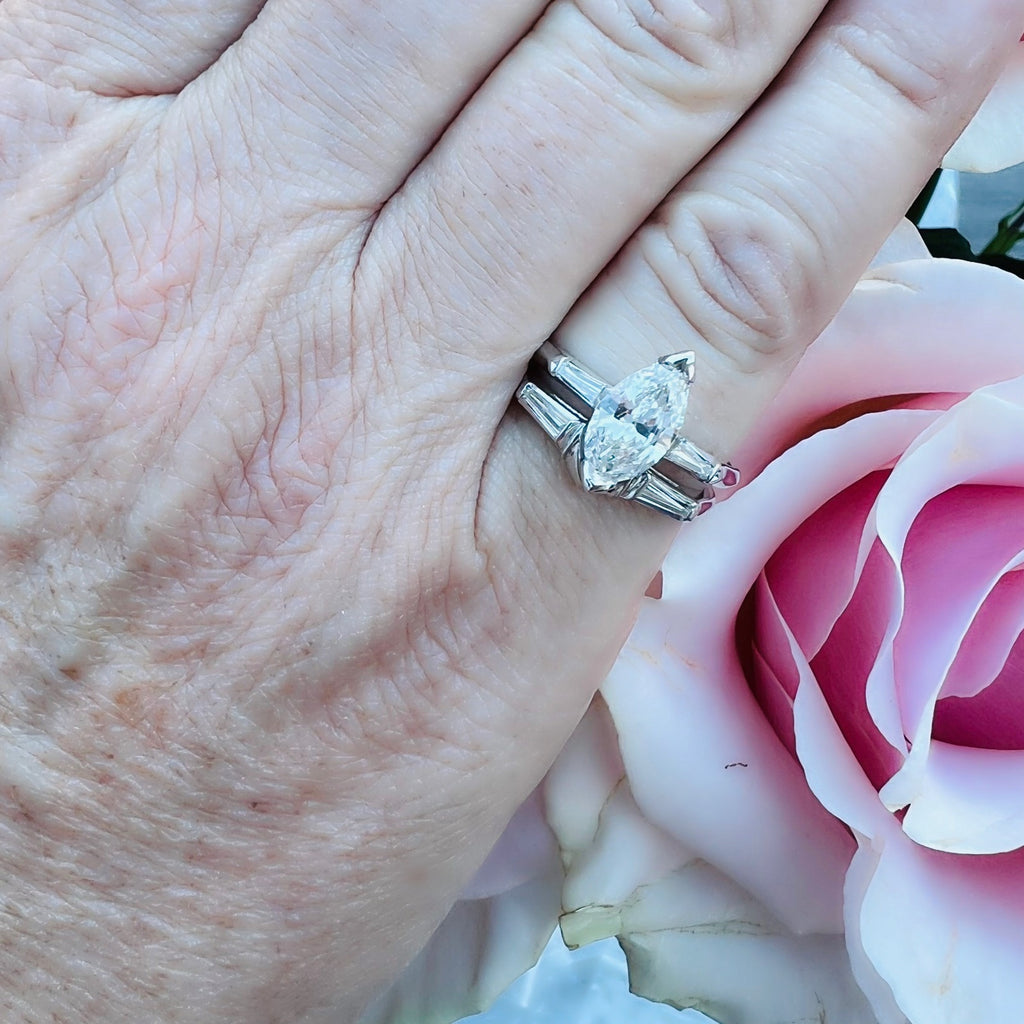 White Gold Marquise Diamond Wedding Set