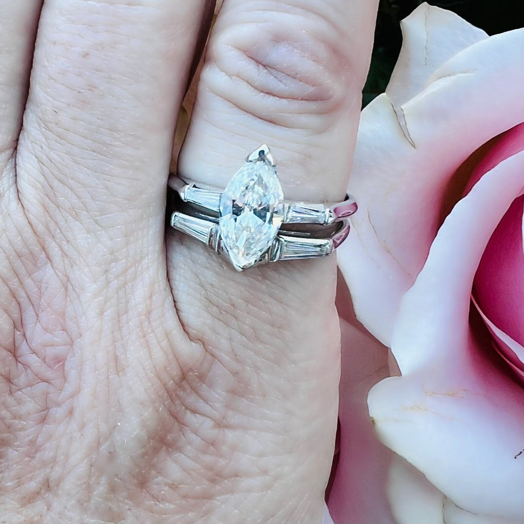 White Gold Marquise Diamond Wedding Set