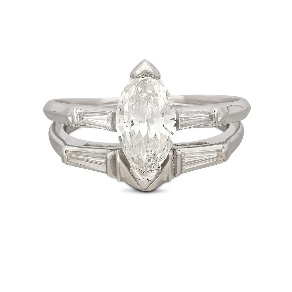 White Gold Marquise Diamond Wedding Set