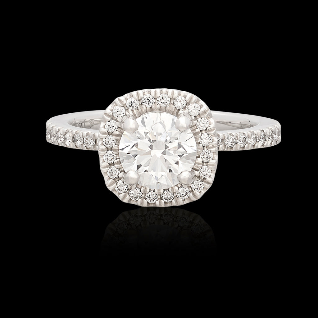 Platinum GIA F/VS1 Diamond Halo Ring