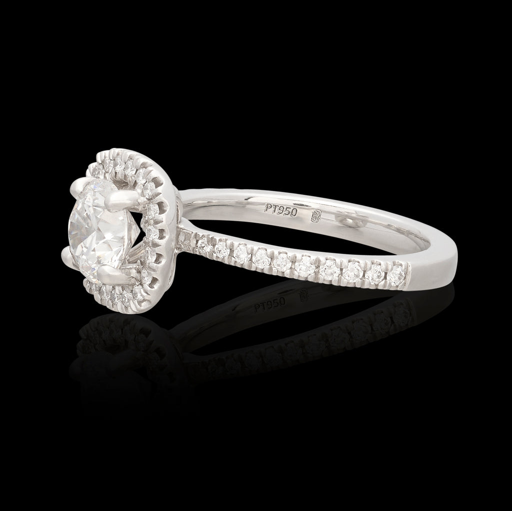 Platinum GIA F/VS1 Diamond Halo Ring