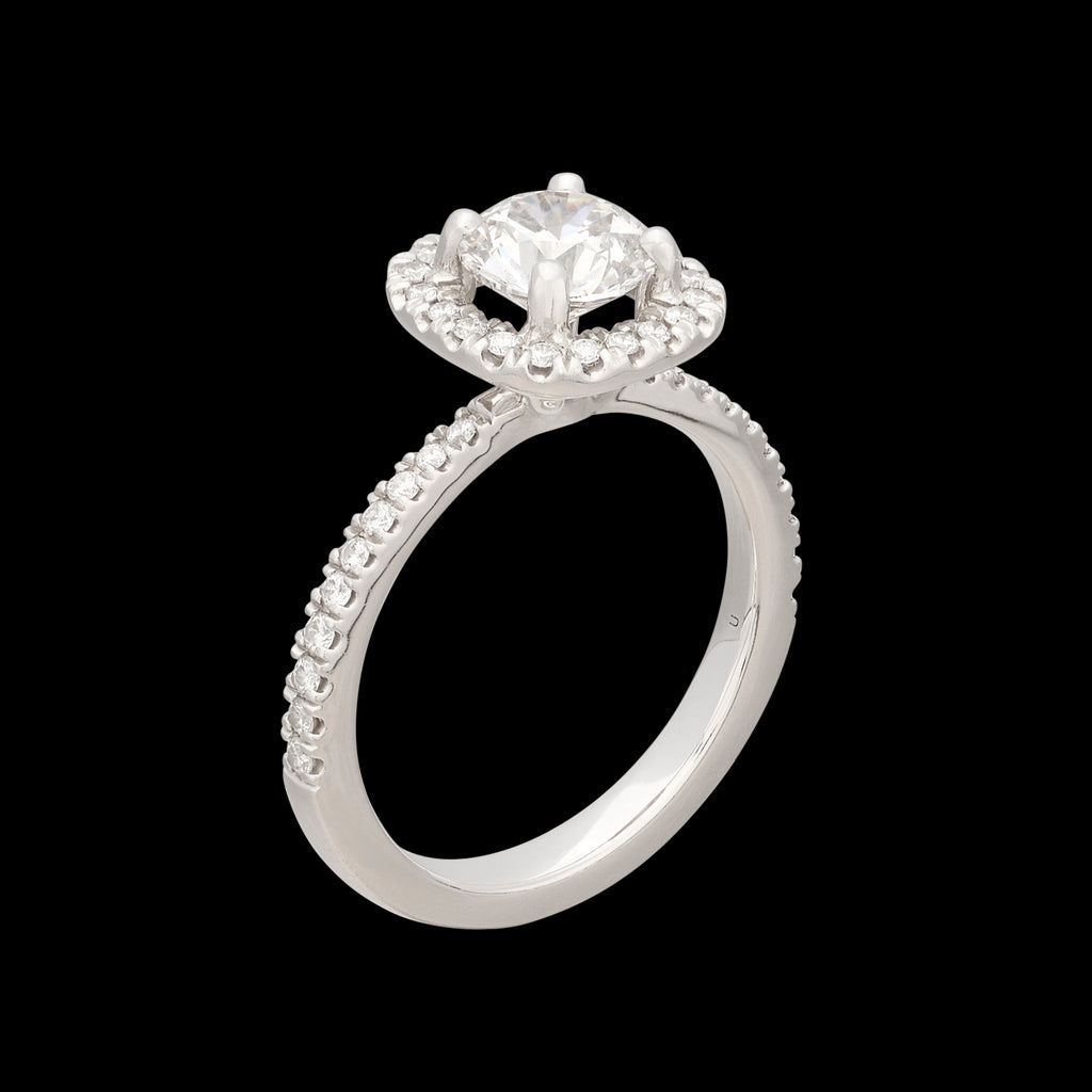 Platinum GIA F/VS1 Diamond Halo Ring
