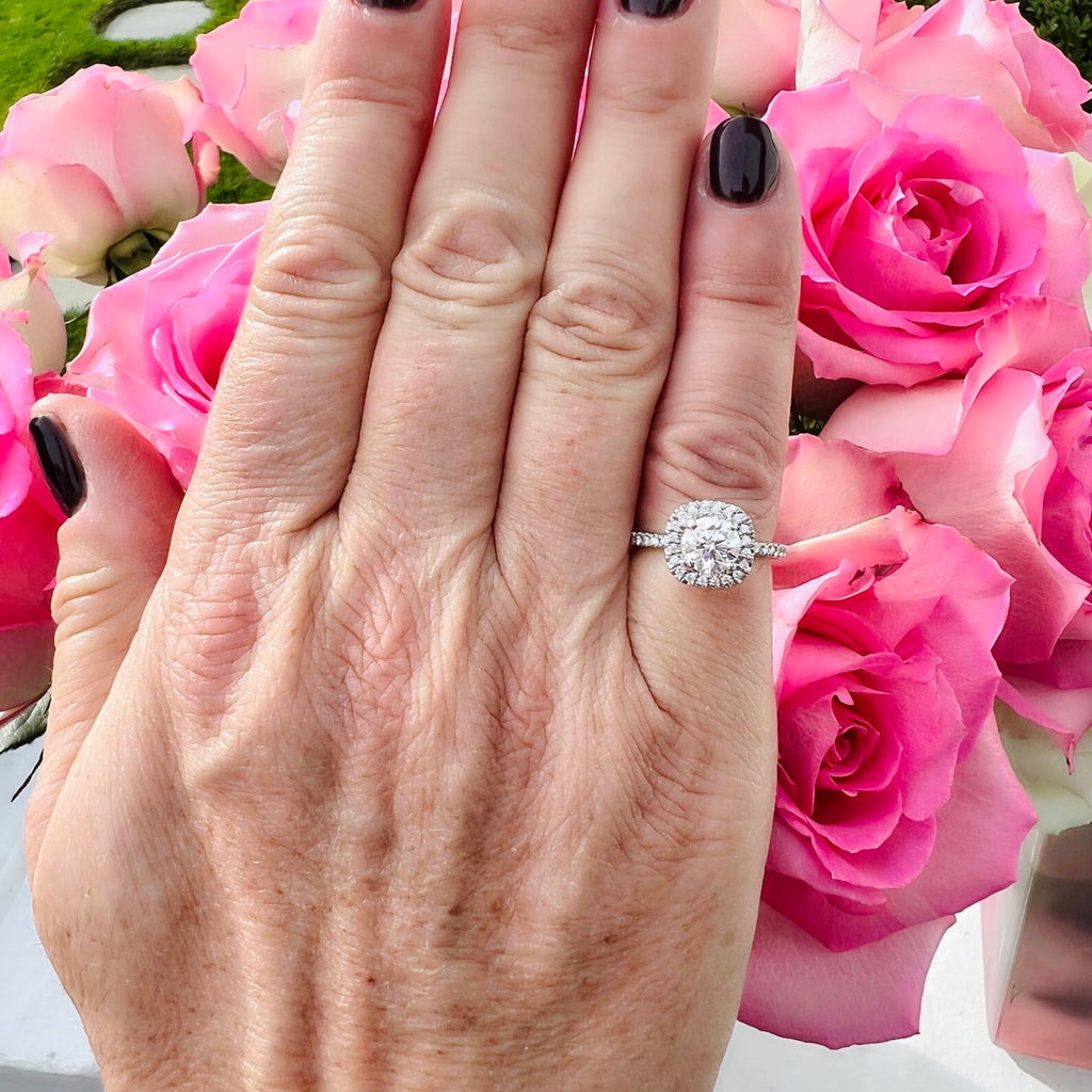 Platinum GIA F/VS1 Diamond Halo Ring