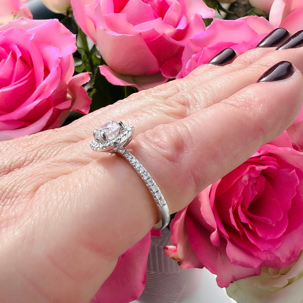 Platinum GIA F/VS1 Diamond Halo Ring