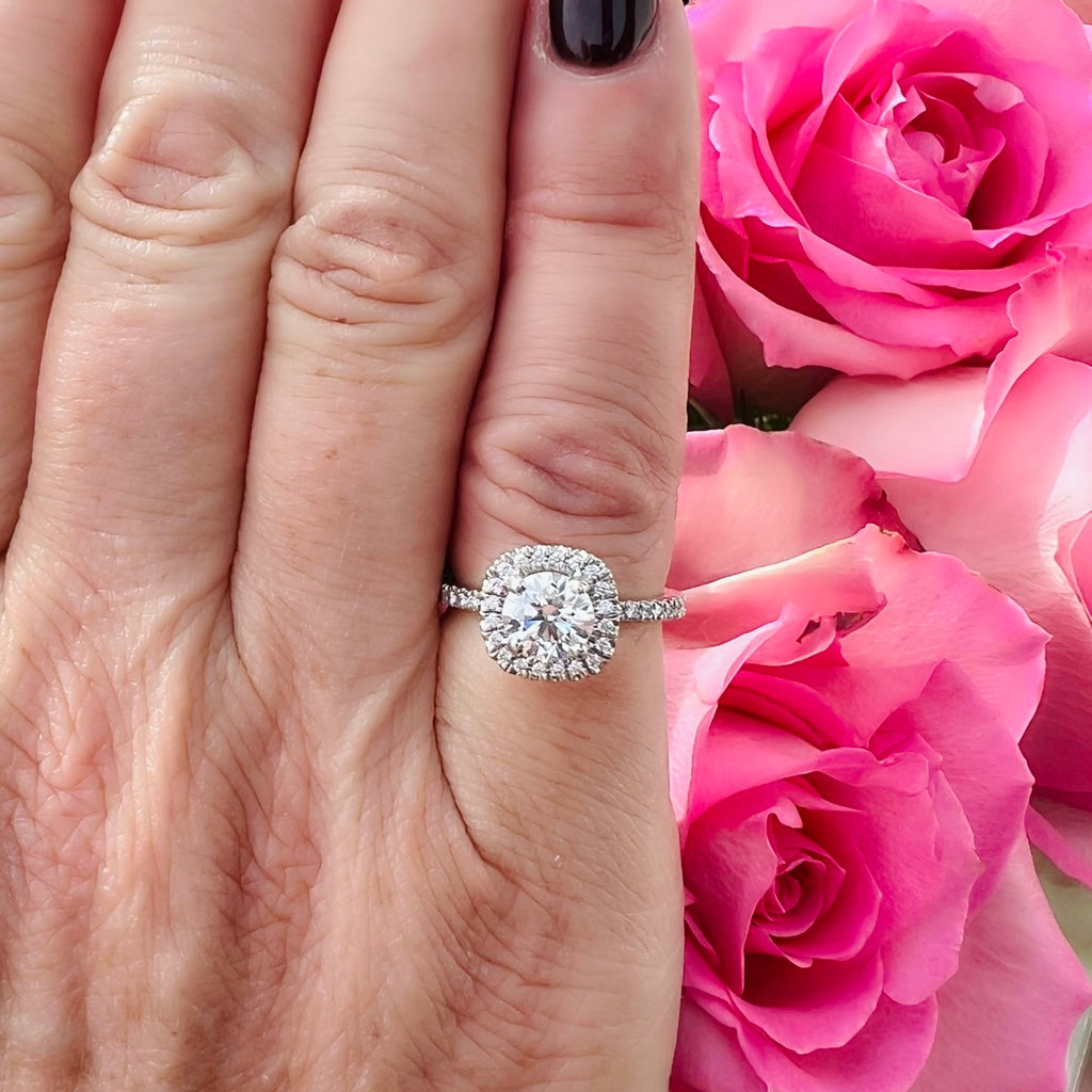 Platinum GIA F/VS1 Diamond Halo Ring