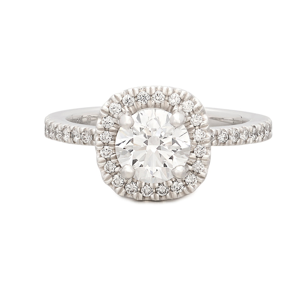 Platinum GIA F/VS1 Diamond Halo Ring
