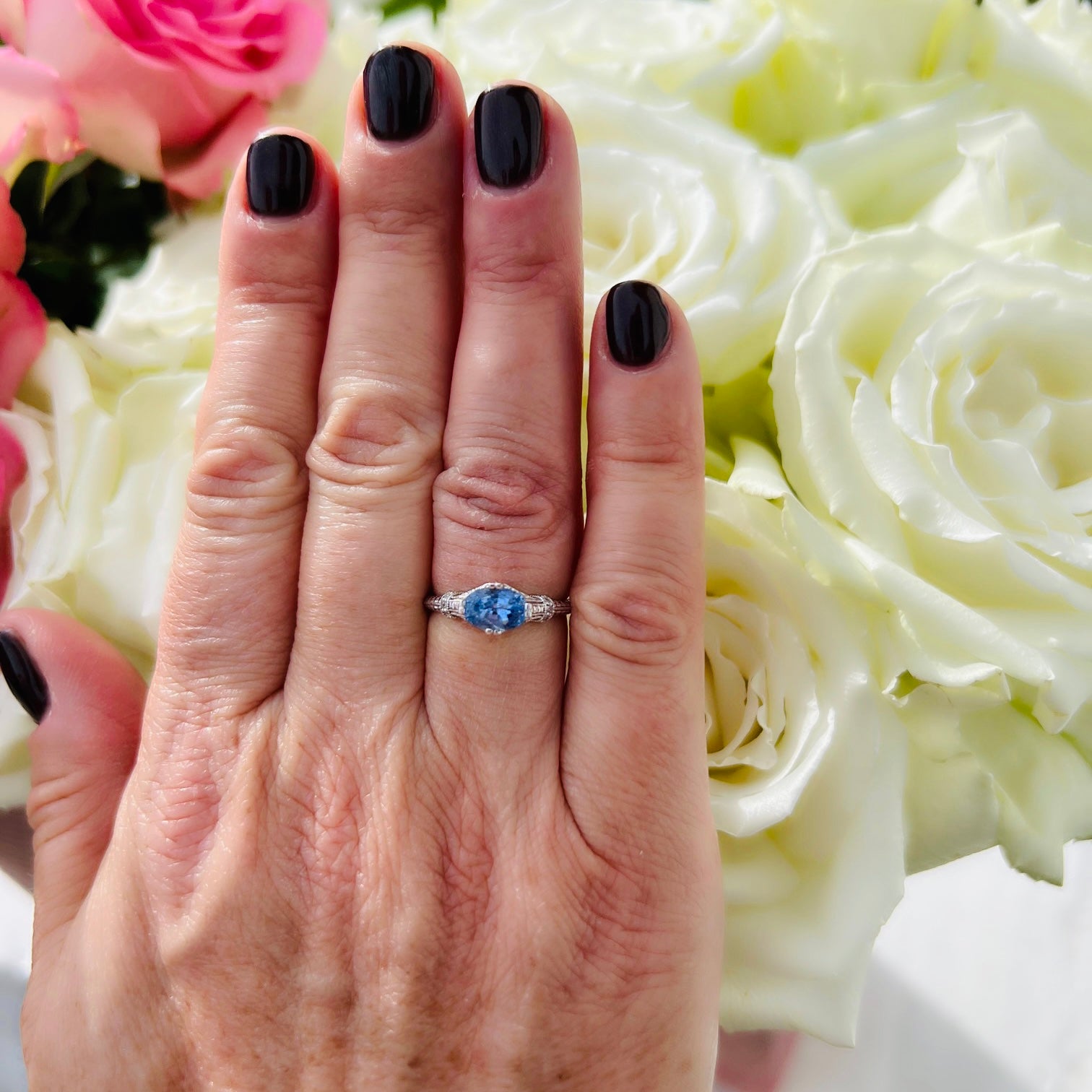 Diamond and sapphire engagement rings white gold clearance