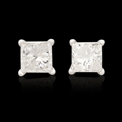 1.00 carat Princess Cut Diamond Earrings