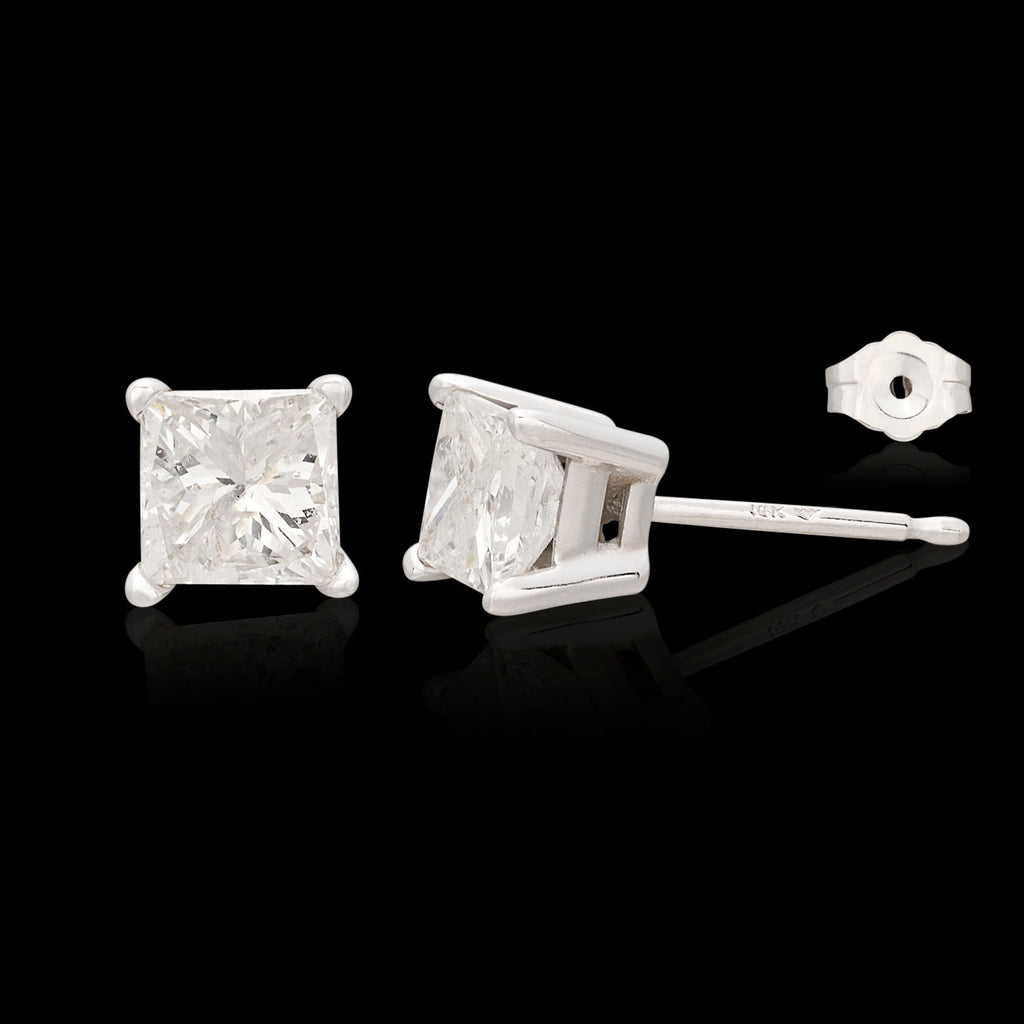 Copy of 1.00 carat Princess Cut Diamond Earrings