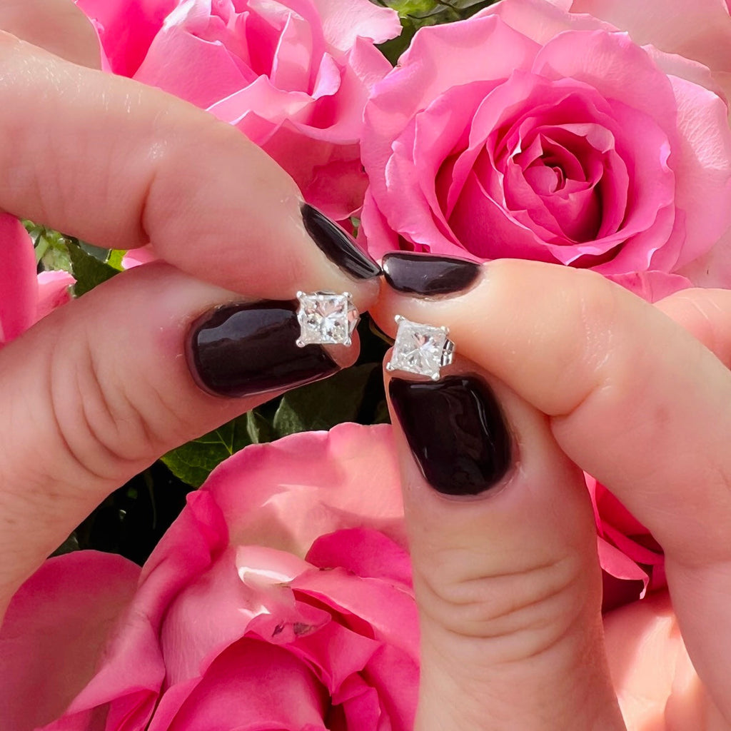 Copy of 1.00 carat Princess Cut Diamond Earrings