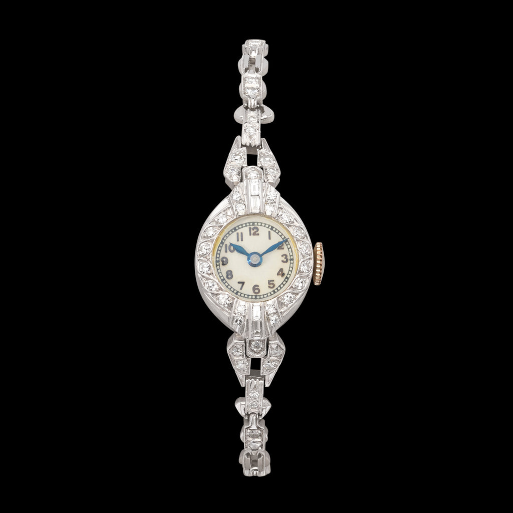 Antique Platinum Diamond Wristwatch