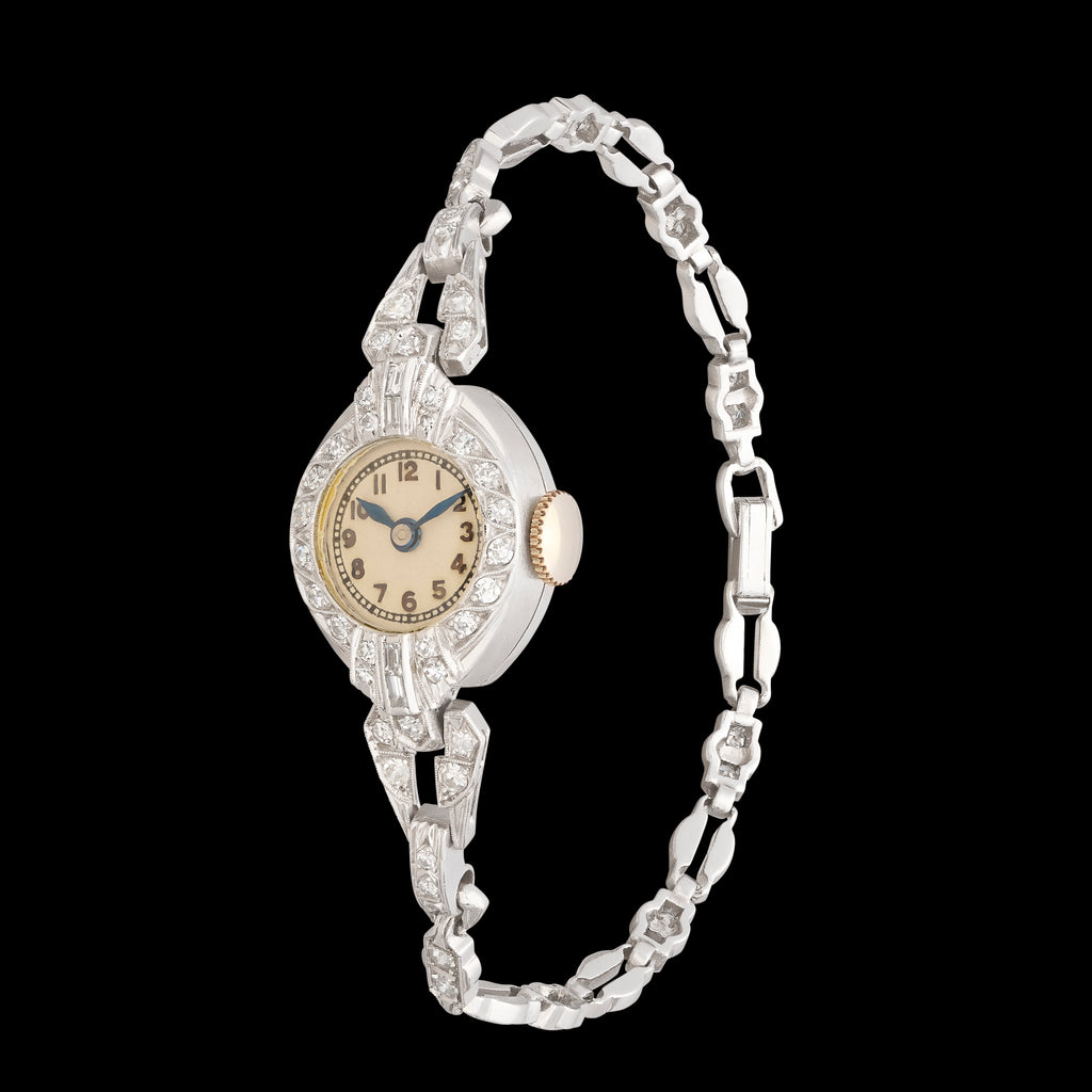 Antique Platinum Diamond Wristwatch