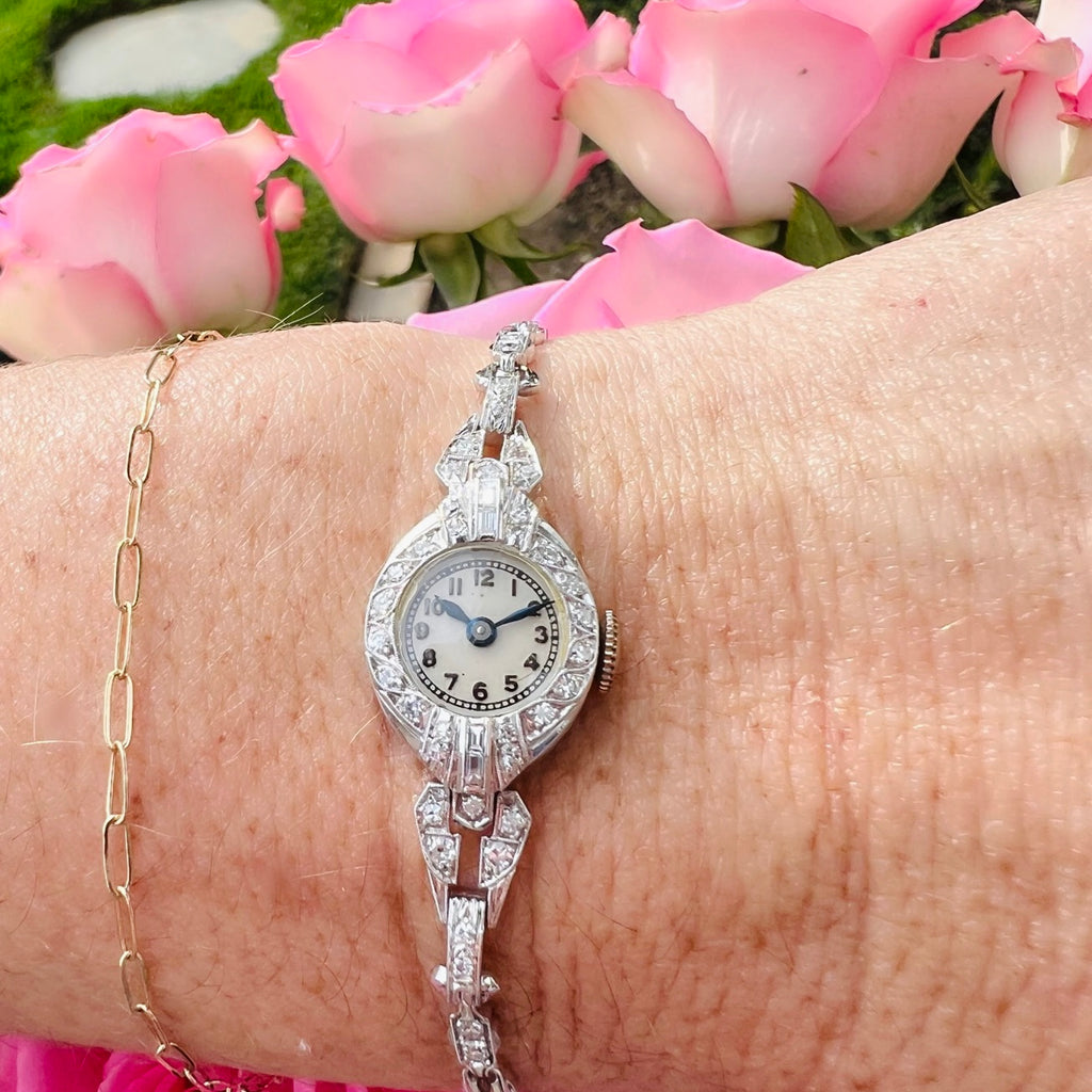 Antique Platinum Diamond Wristwatch