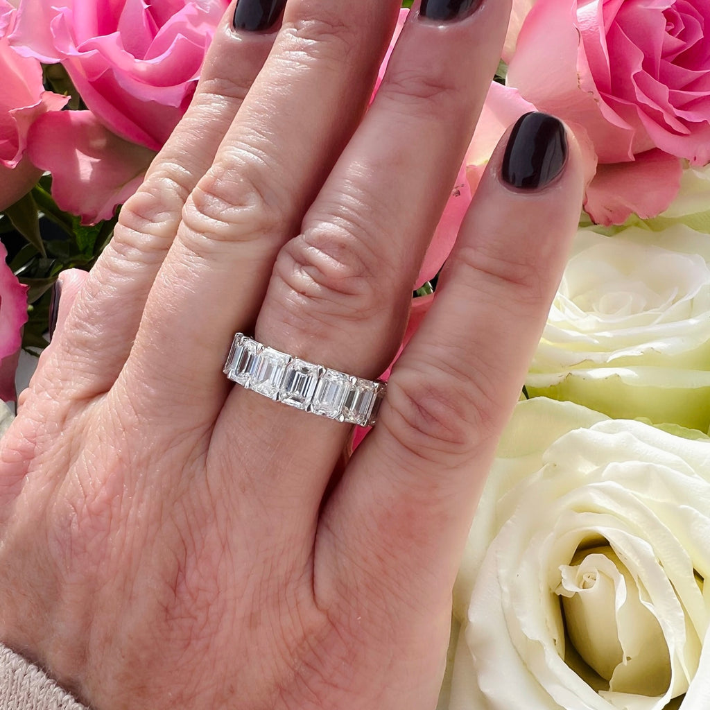 Showstopping Emerald Cut Diamond Eternity Band Ring
