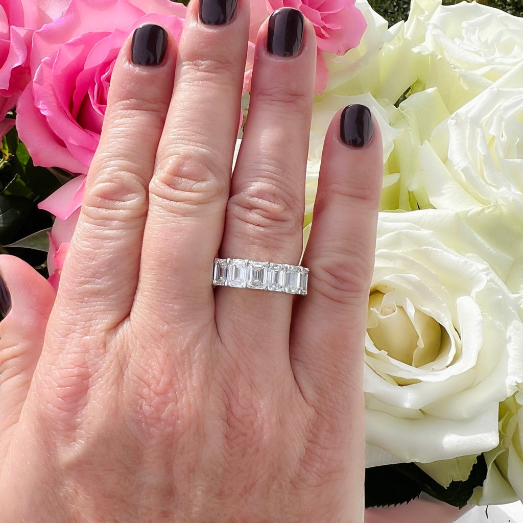 Showstopping Emerald Cut Diamond Eternity Band Ring