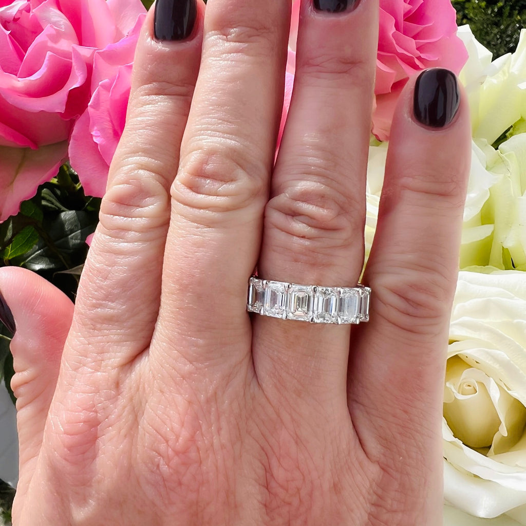 Showstopping Emerald Cut Diamond Eternity Band Ring