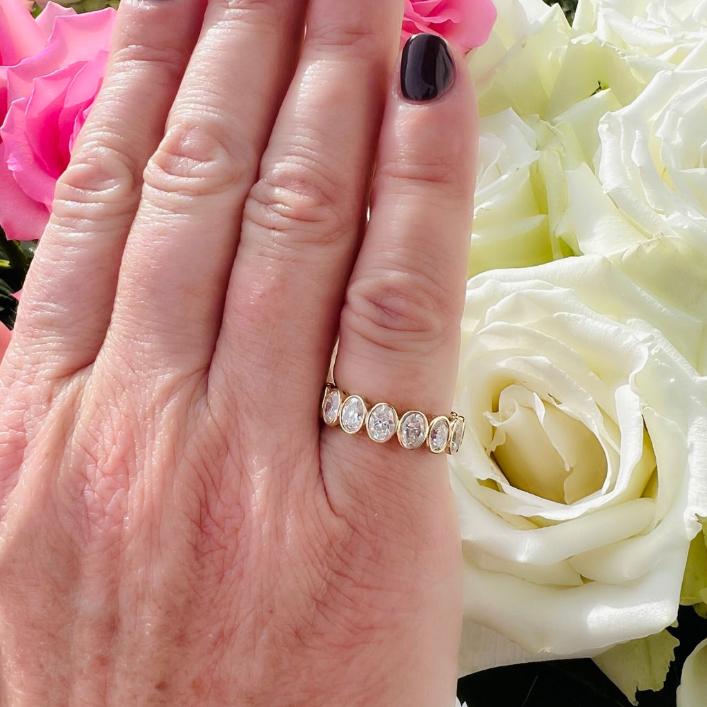 Incredible Yellow Gold Oval Diamond Eternity Band