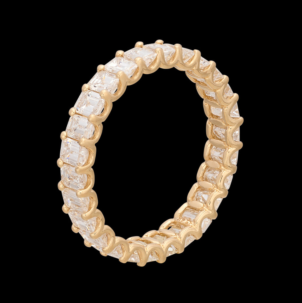Gorgeous Yellow Gold Emerald Cut Diamond Eternity Band