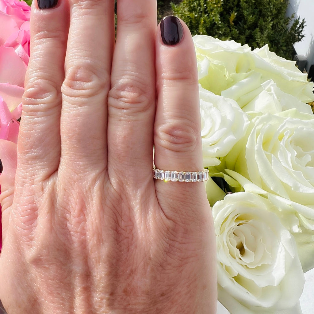 Gorgeous Yellow Gold Emerald Cut Diamond Eternity Band