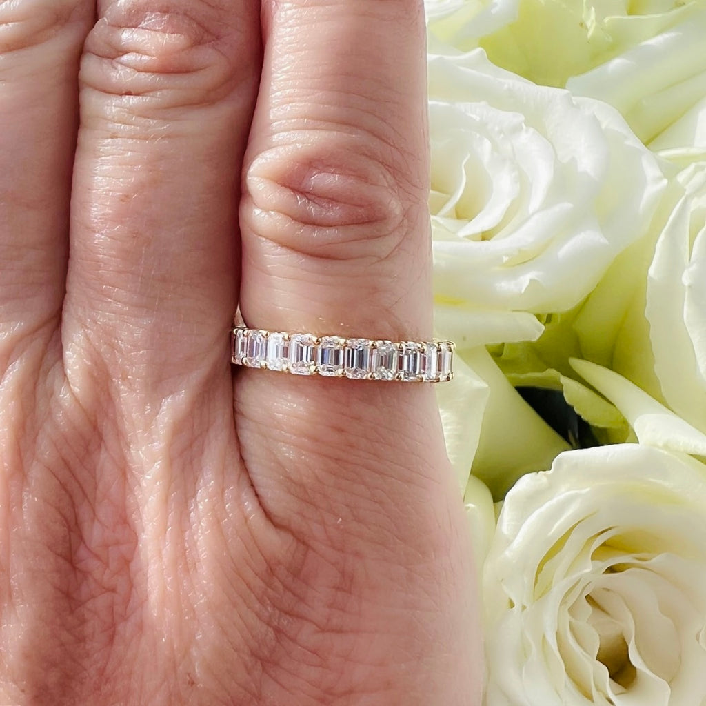 Gorgeous Yellow Gold Emerald Cut Diamond Eternity Band