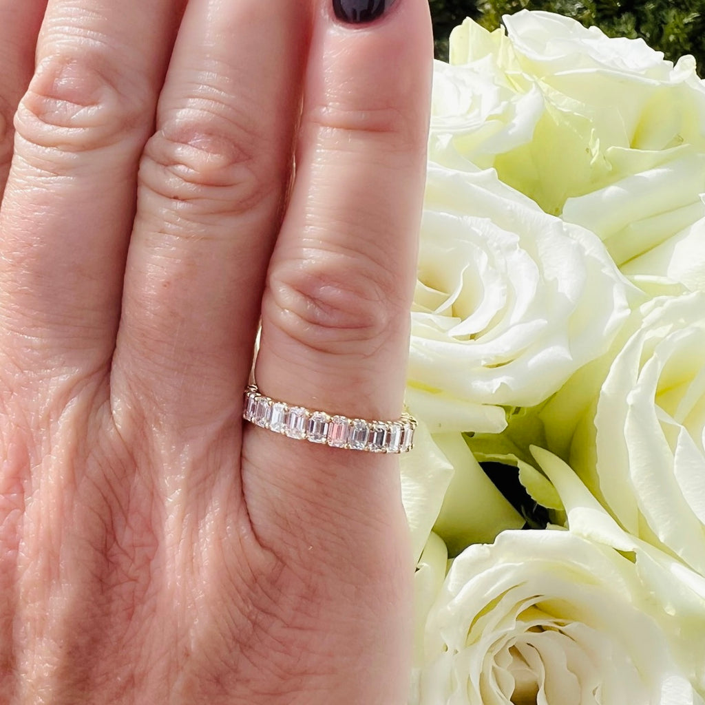 Gorgeous Yellow Gold Emerald Cut Diamond Eternity Band