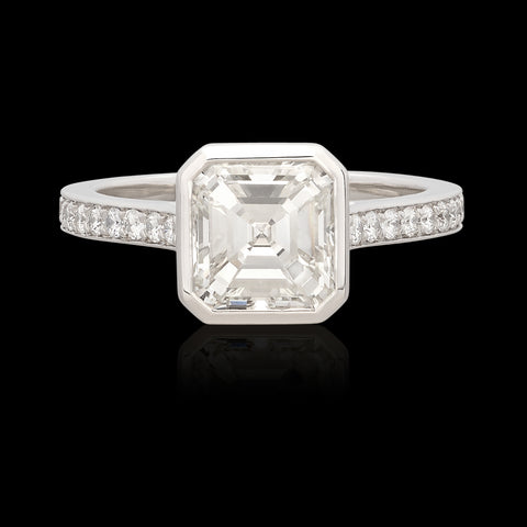 Phenomenal 2.14ct Asscher Cut Platinum Diamond Ring