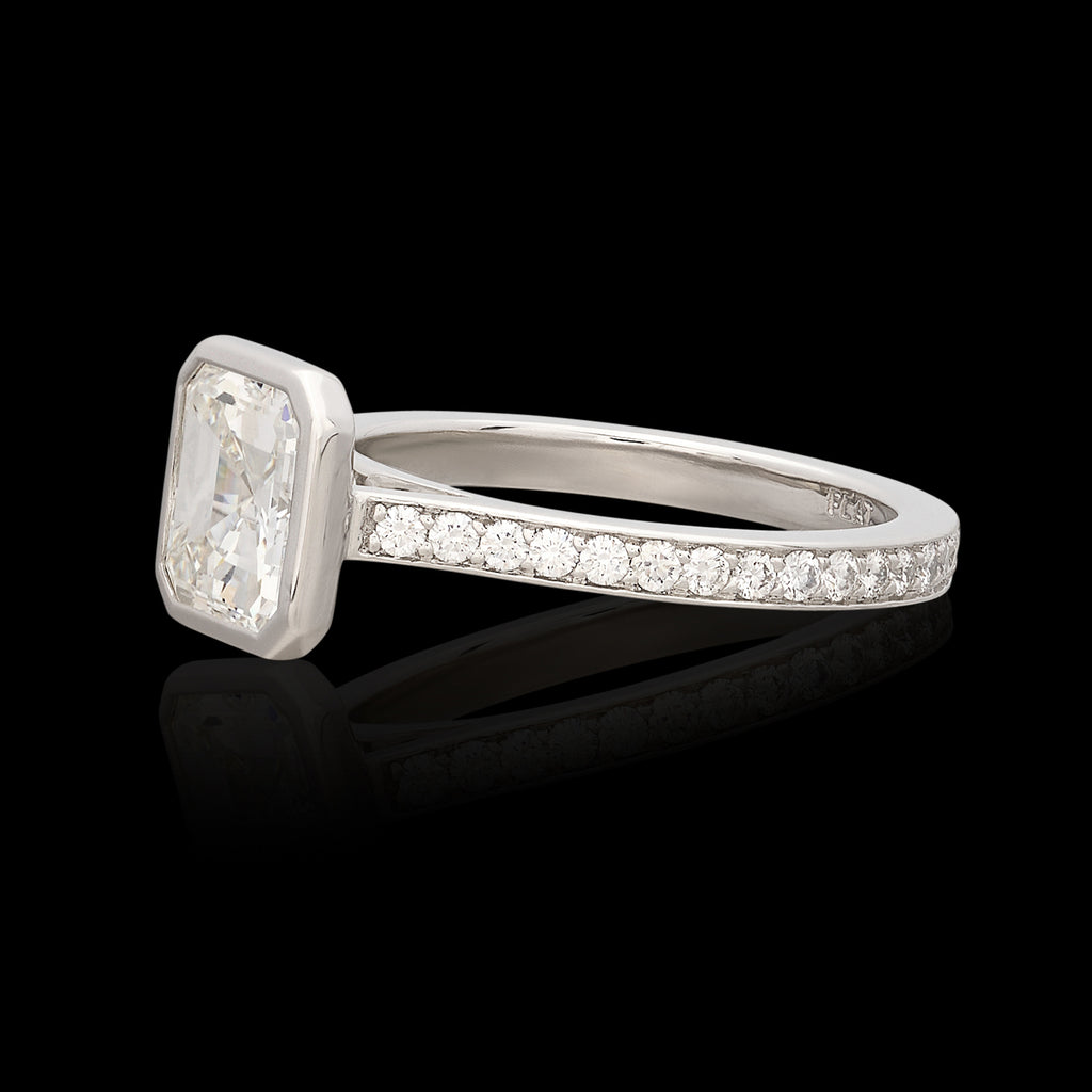Phenomenal 2.14ct Asscher Cut Platinum Diamond Ring