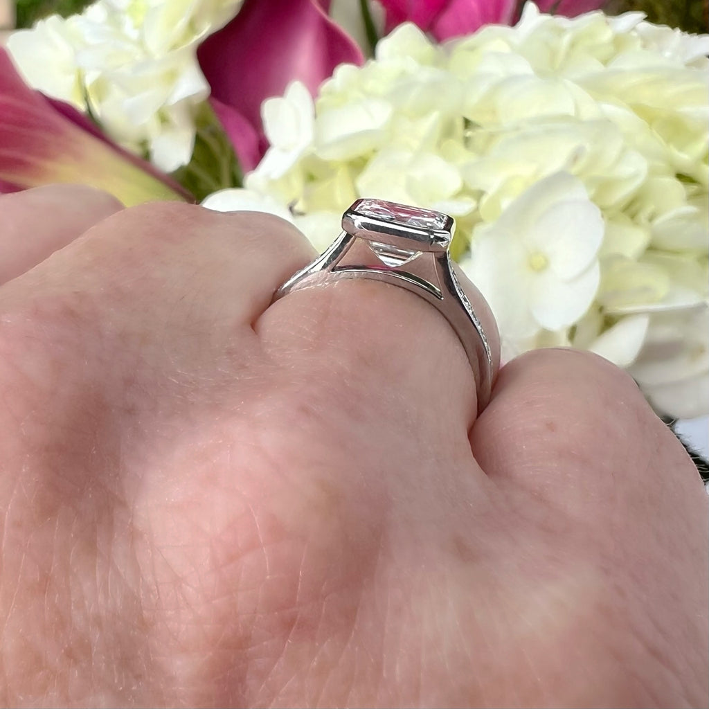 Phenomenal 2.14ct Asscher Cut Platinum Diamond Ring