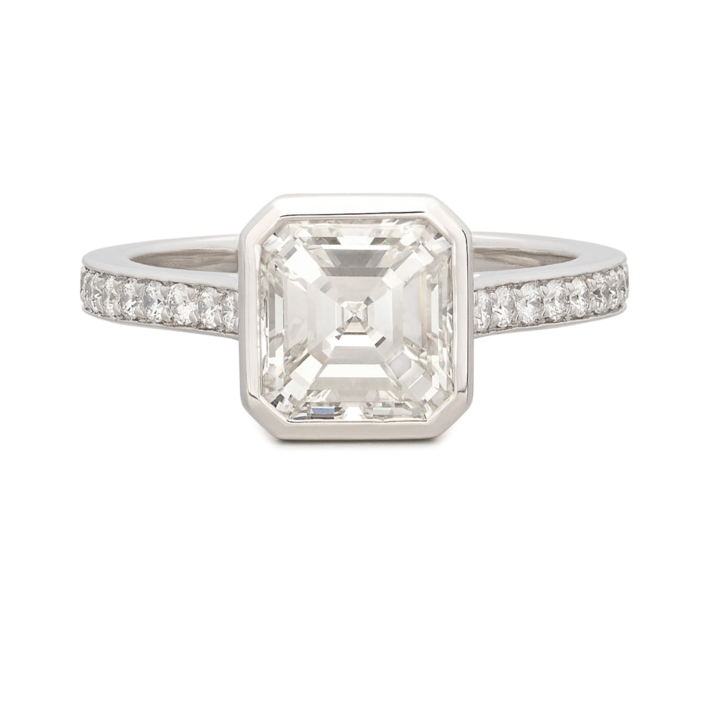 Phenomenal 2.14ct Asscher Cut Platinum Diamond Ring