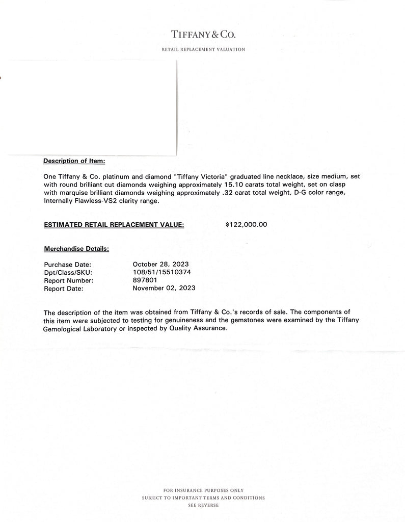 Victoria Diamond Necklace by Tiffany & Co.