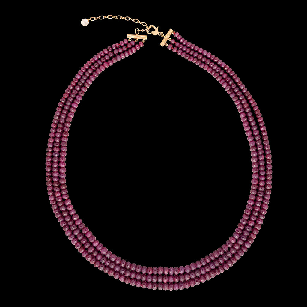 542 carat 3-Strand Ruby Necklace