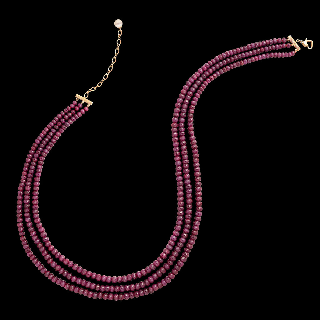 542 carat 3-Strand Ruby Necklace