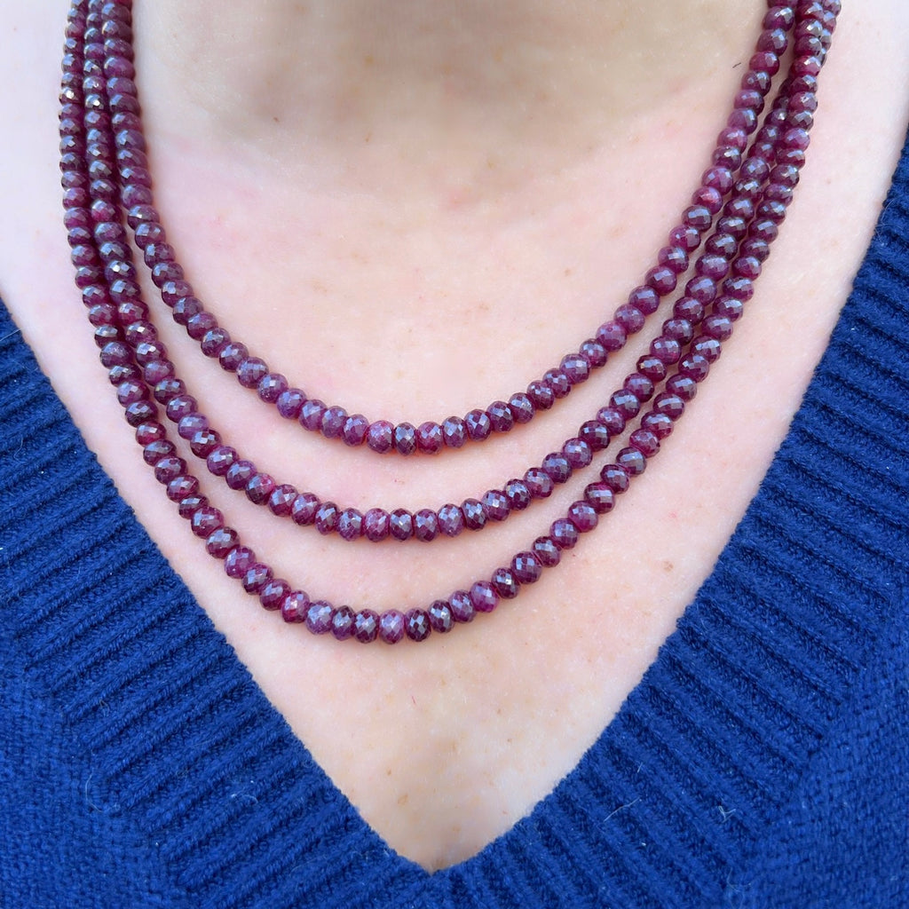 542 carat 3-Strand Ruby Necklace