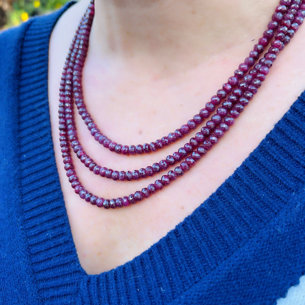 542 carat 3-Strand Ruby Necklace