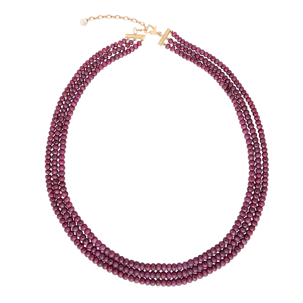 542 carat 3-Strand Ruby Necklace