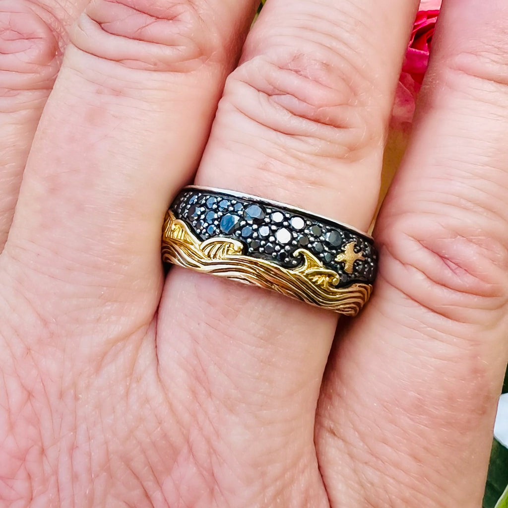 Black Diamond Waves Ring by David Yurman