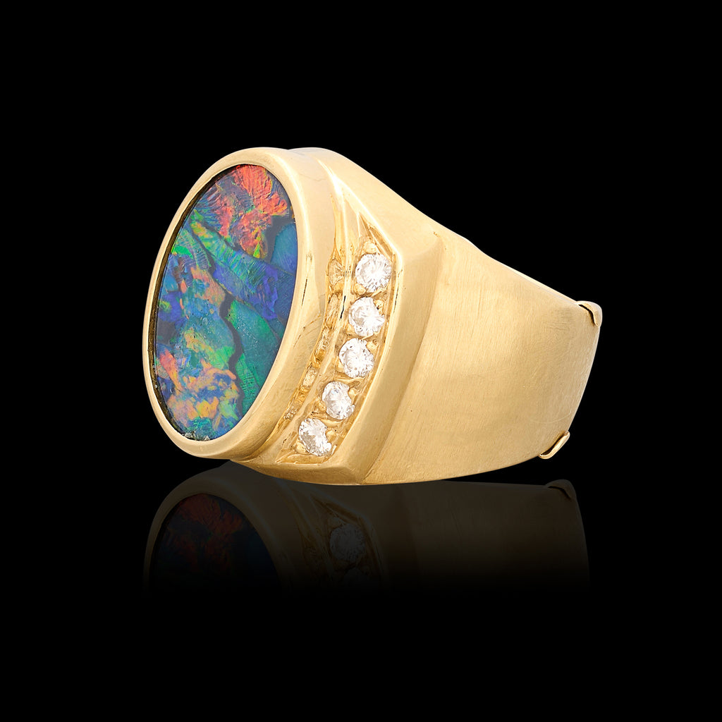 18kt Yellow Gold Australian Opal & Diamond Ring