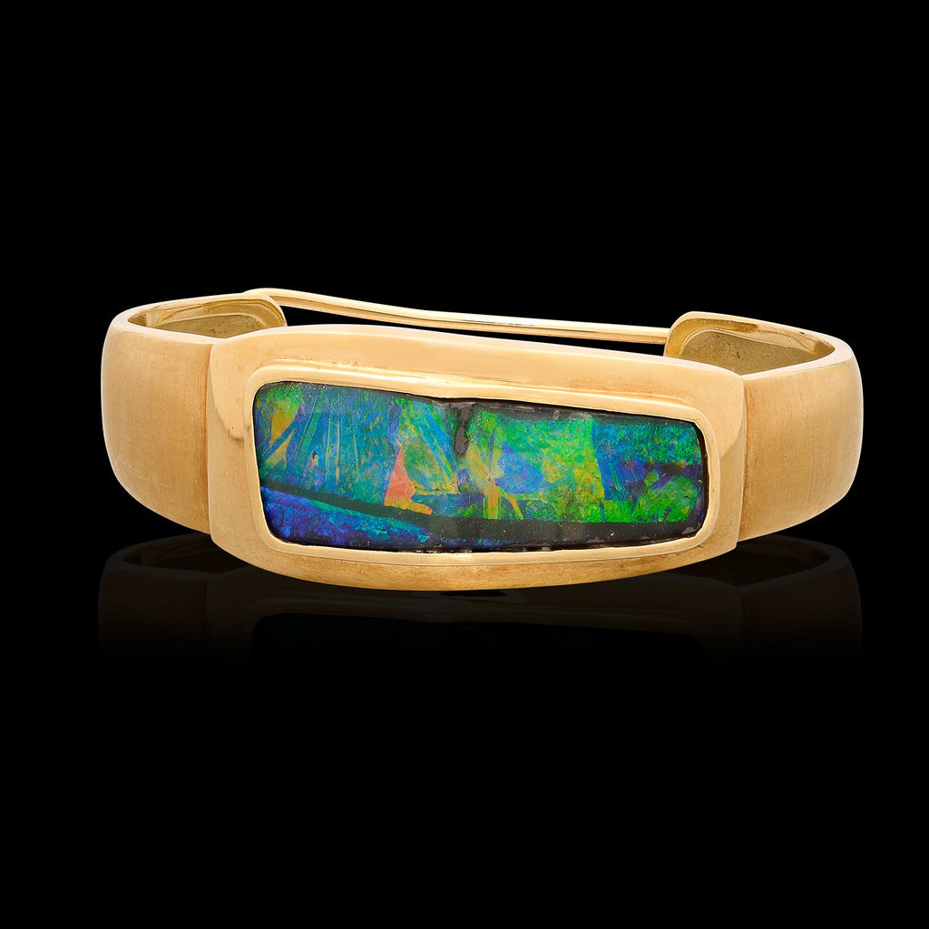 18kt Yellow Gold Australian Opal Bangle Bracelet