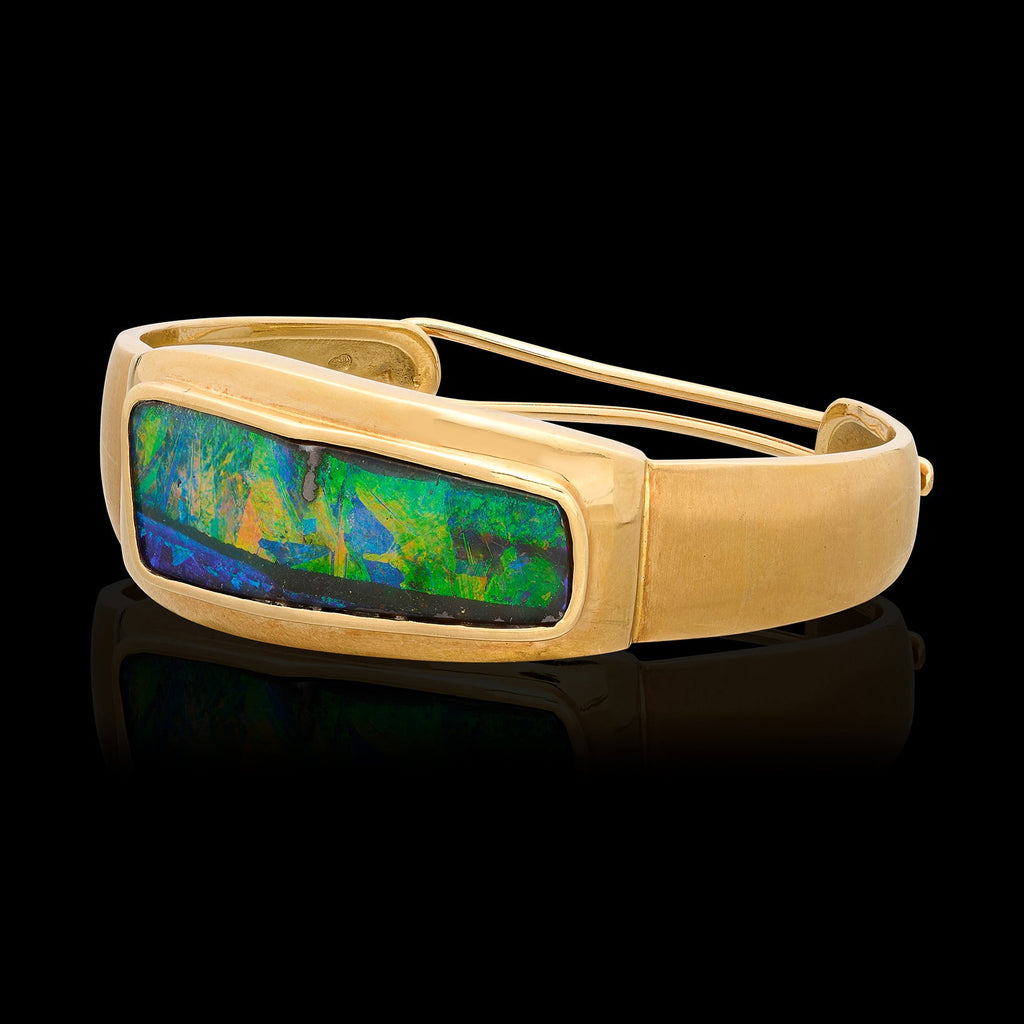 18kt Yellow Gold Australian Opal Bangle Bracelet