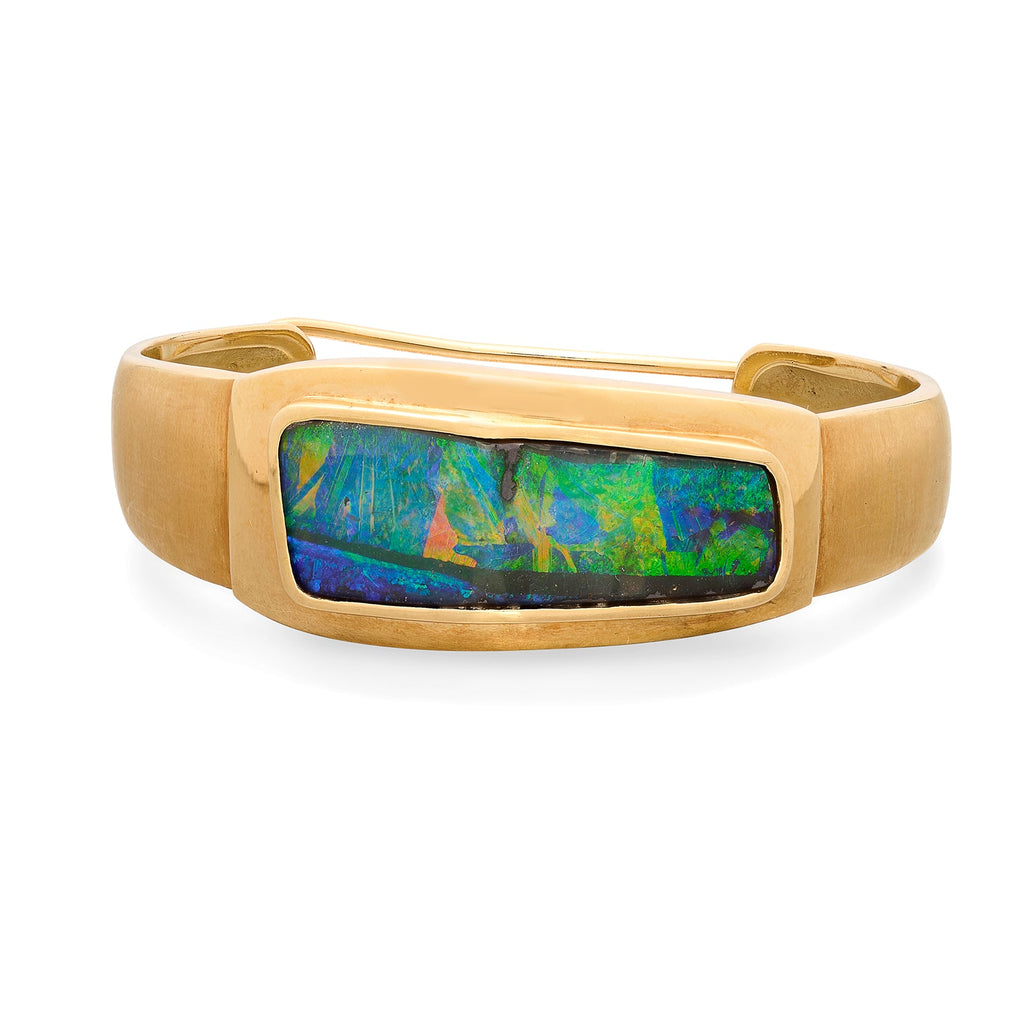 18kt Yellow Gold Australian Opal Bangle Bracelet
