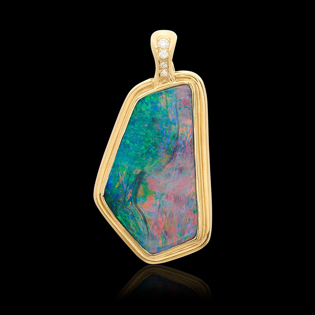 18kt Yellow Gold Australian Opal & Diamond Pendant