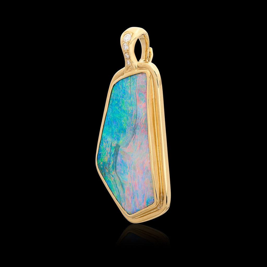 18kt Yellow Gold Australian Opal & Diamond Pendant