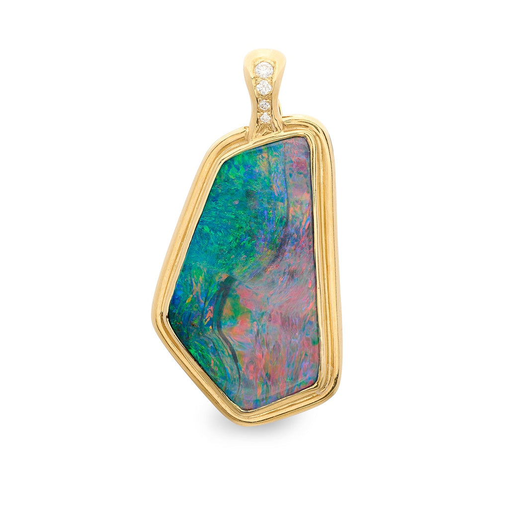 18kt Yellow Gold Australian Opal & Diamond Pendant