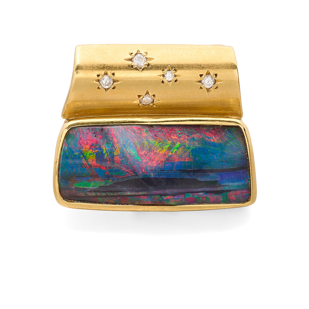 18kt Yellow Gold Australian Opal & Diamond Pendant