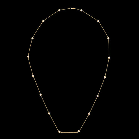 18kt Yellow Gold Extra Long Diamond Station Necklace