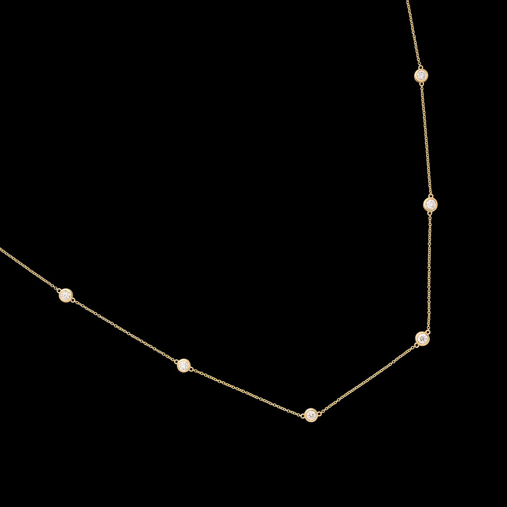 18kt Yellow Gold Extra Long Diamond Station Necklace