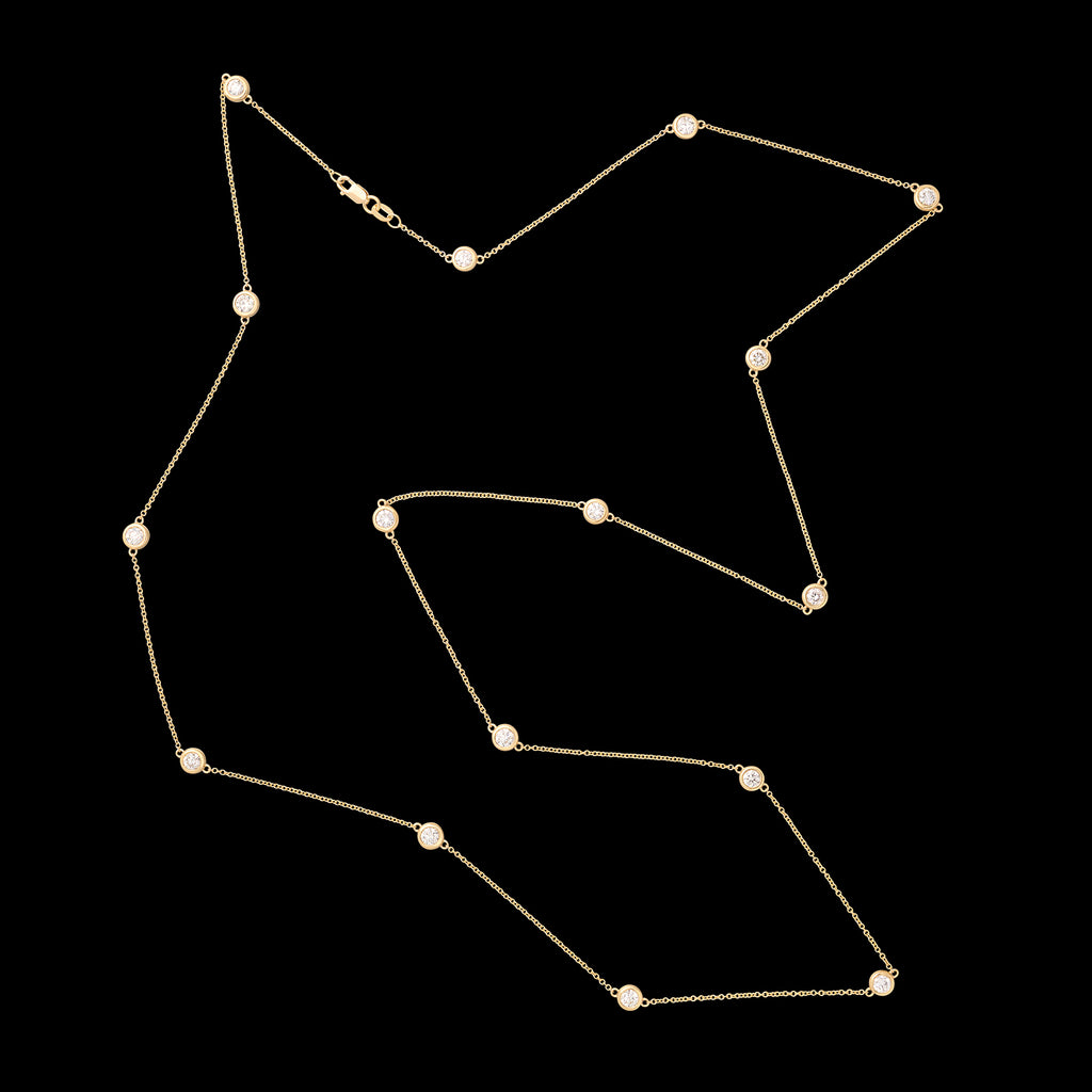 18kt Yellow Gold Extra Long Diamond Station Necklace