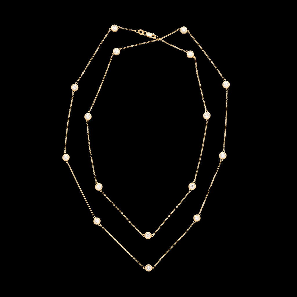 18kt Yellow Gold Extra Long Diamond Station Necklace
