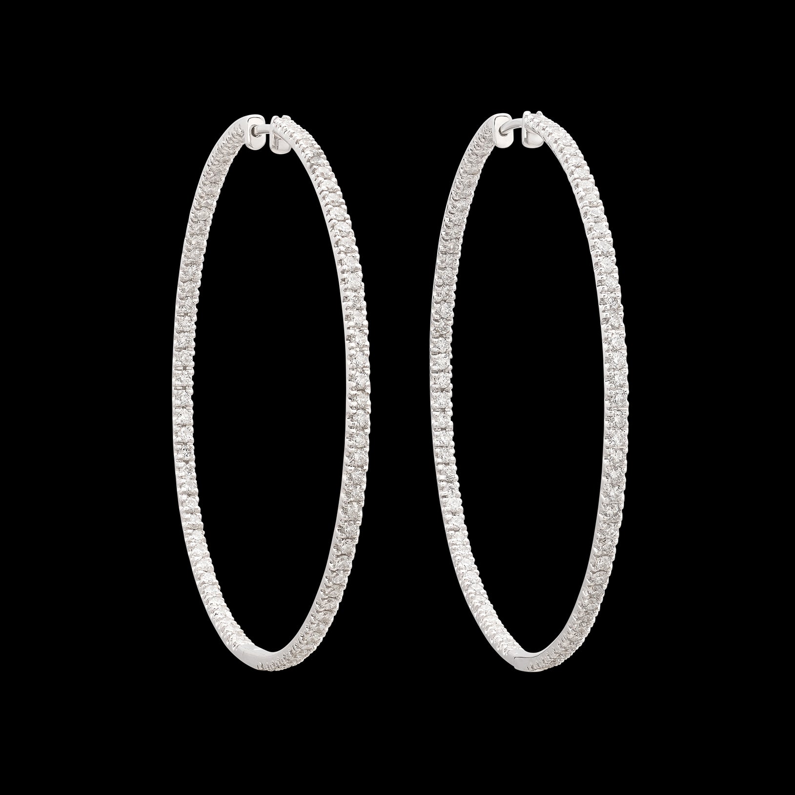 18kt White Gold Large Diamond Hoop Earrings 66mint Fine Estate Jewelry